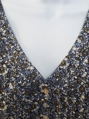 Rose+Olive, Sleeveless V-Neck Floral Tunic Top in Blue, 3X